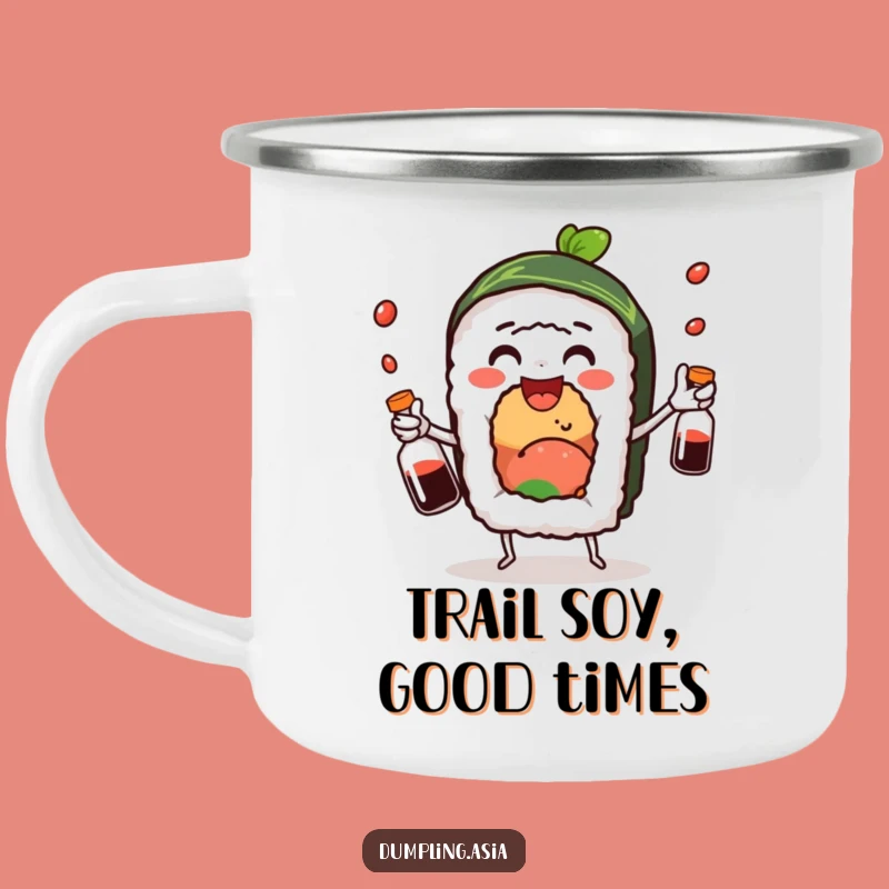 Funny Sushi Roll Juggling Soy Sauce Camping Mug - Adventure Fuel with Humor