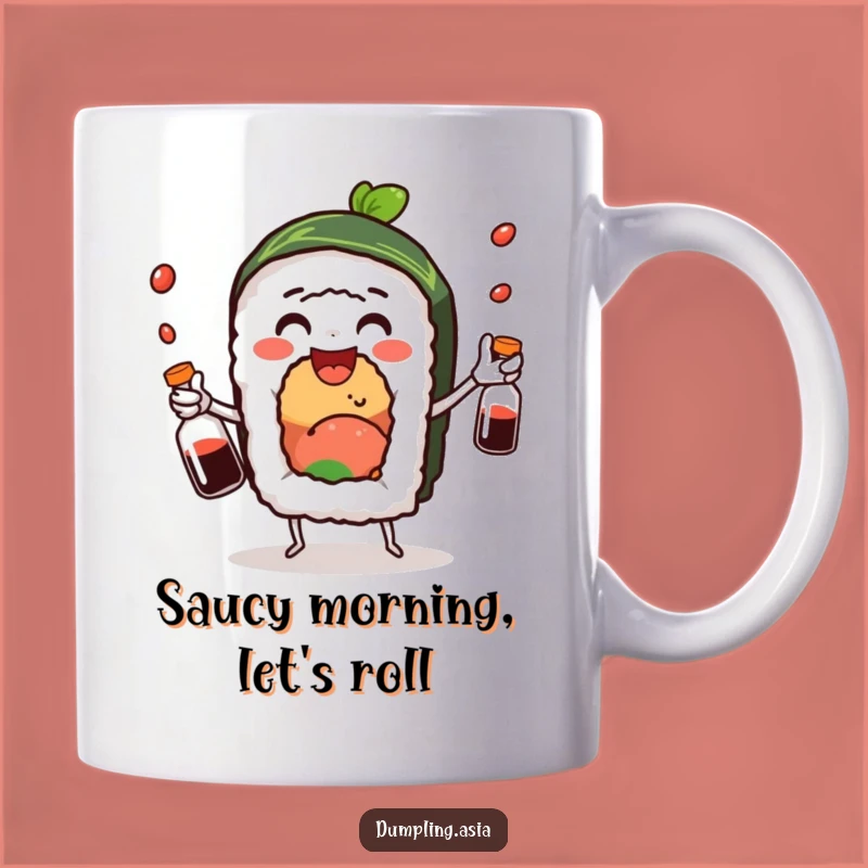 Funny Sushi Roll Juggling Soy Sauce Mug - Hilarious Japanese Foodie Gift Idea
