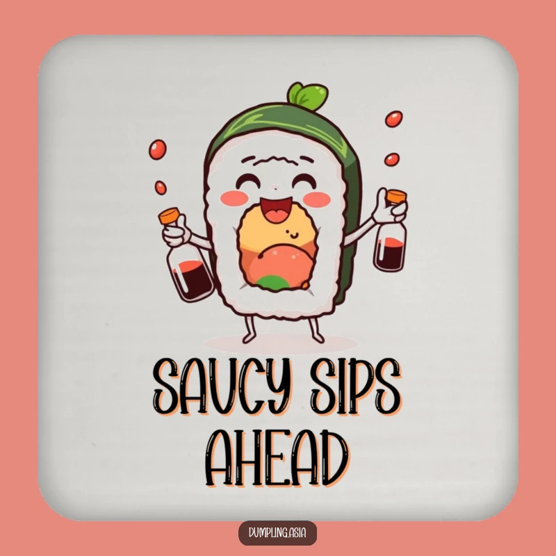 Funny Sushi Roll Juggling Soy Sauce Coaster - Protect Surfaces with Playful Charm