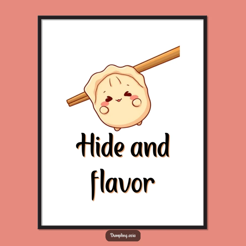 Funny Gyoza Peek Poster - Whimsical Wall Art for Dumpling Lovers