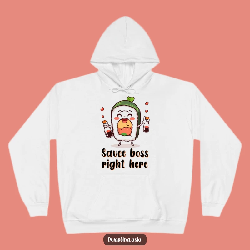 Funny Sushi Roll Juggling Soy Sauce Hoodie - Warm & Witty Japanese Foodie Apparel