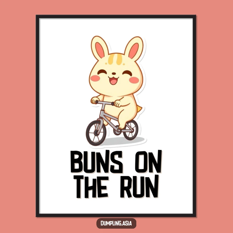 Free Printable Wall Art: Happy Bao Bun Cycling, Fun Downloadable Decor