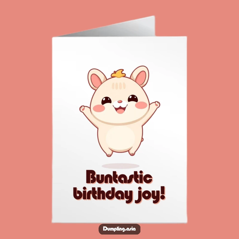 Free Printable Birthday Card: Jumping Bao, Joyful Humor, Downloadable Gift