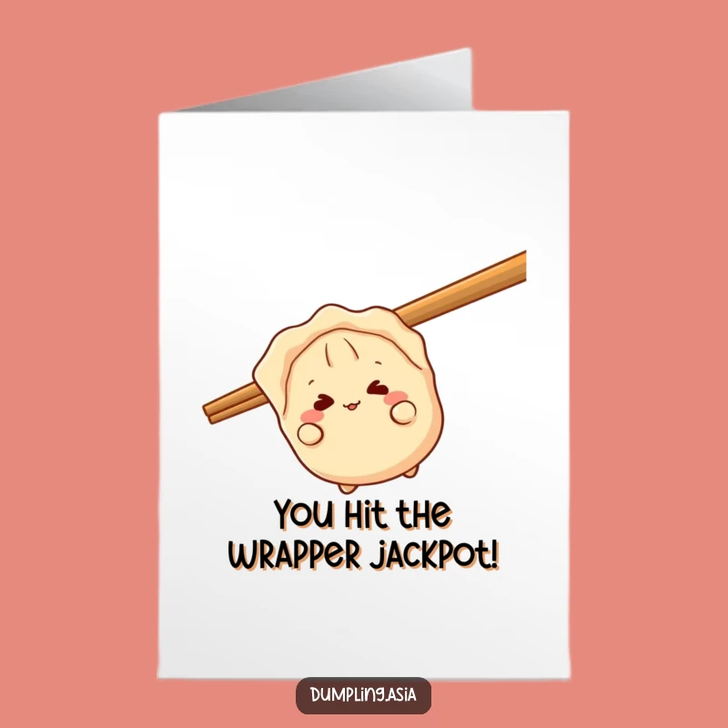 Free Printable Congrats Card: Giggling Gyoza, Huge Chopstick, Humorous Gift