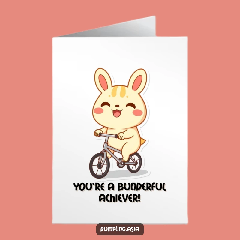 Free Printable Congrats Card: Happy Bao Bun Cycling, Humorous Downloadable Gift
