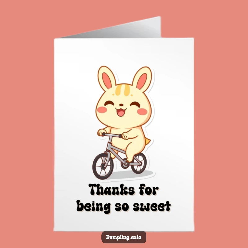 Free Printable Thank You Card: Happy Bao Bun Cycling, Grateful Downloadable Gift
