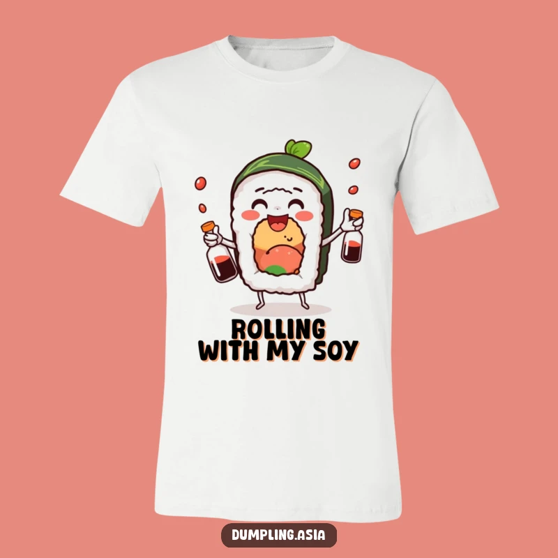 Funny Sushi Roll Juggling Soy Sauce T-Shirt - Comical Japanese Food Lover Tee